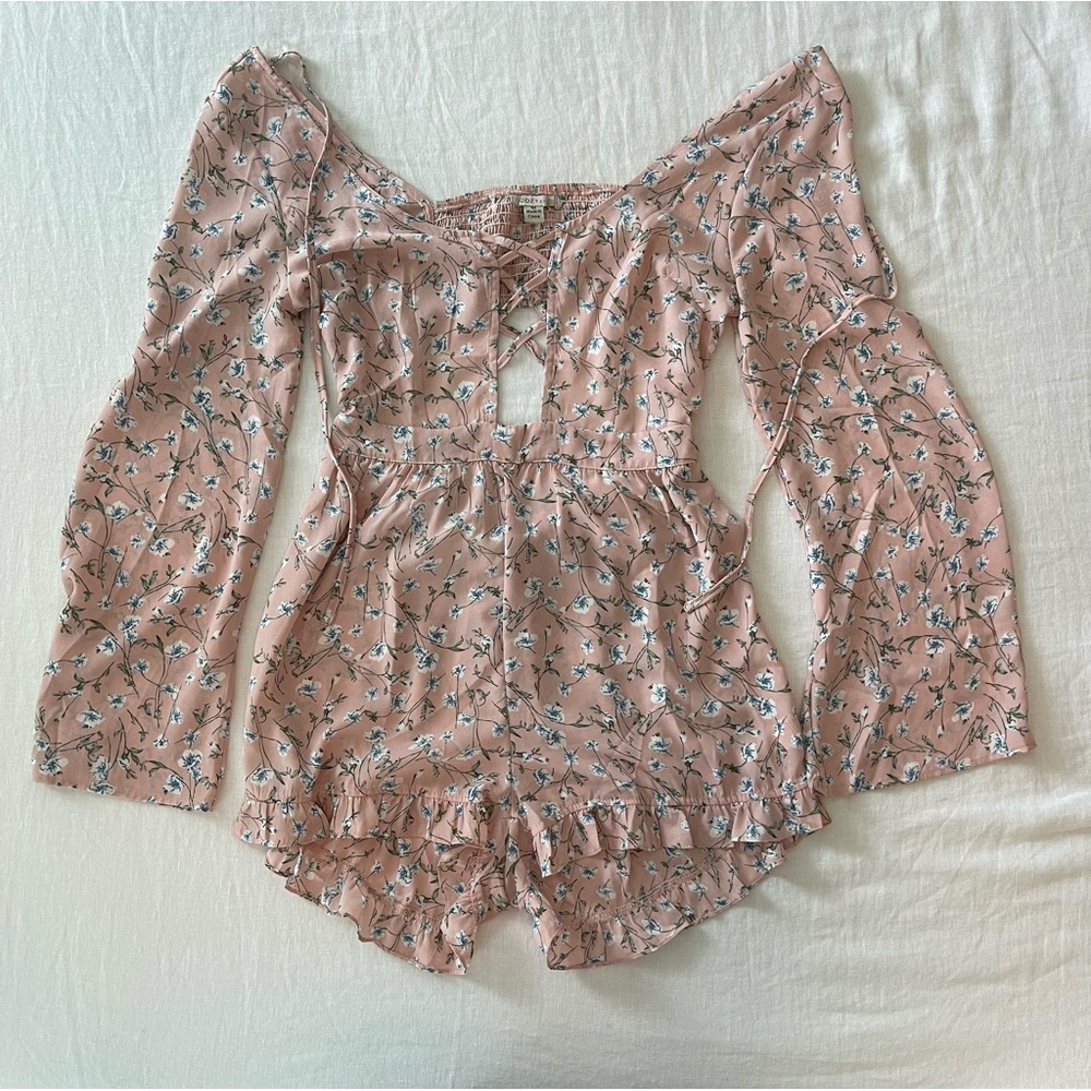 Pink floral romper